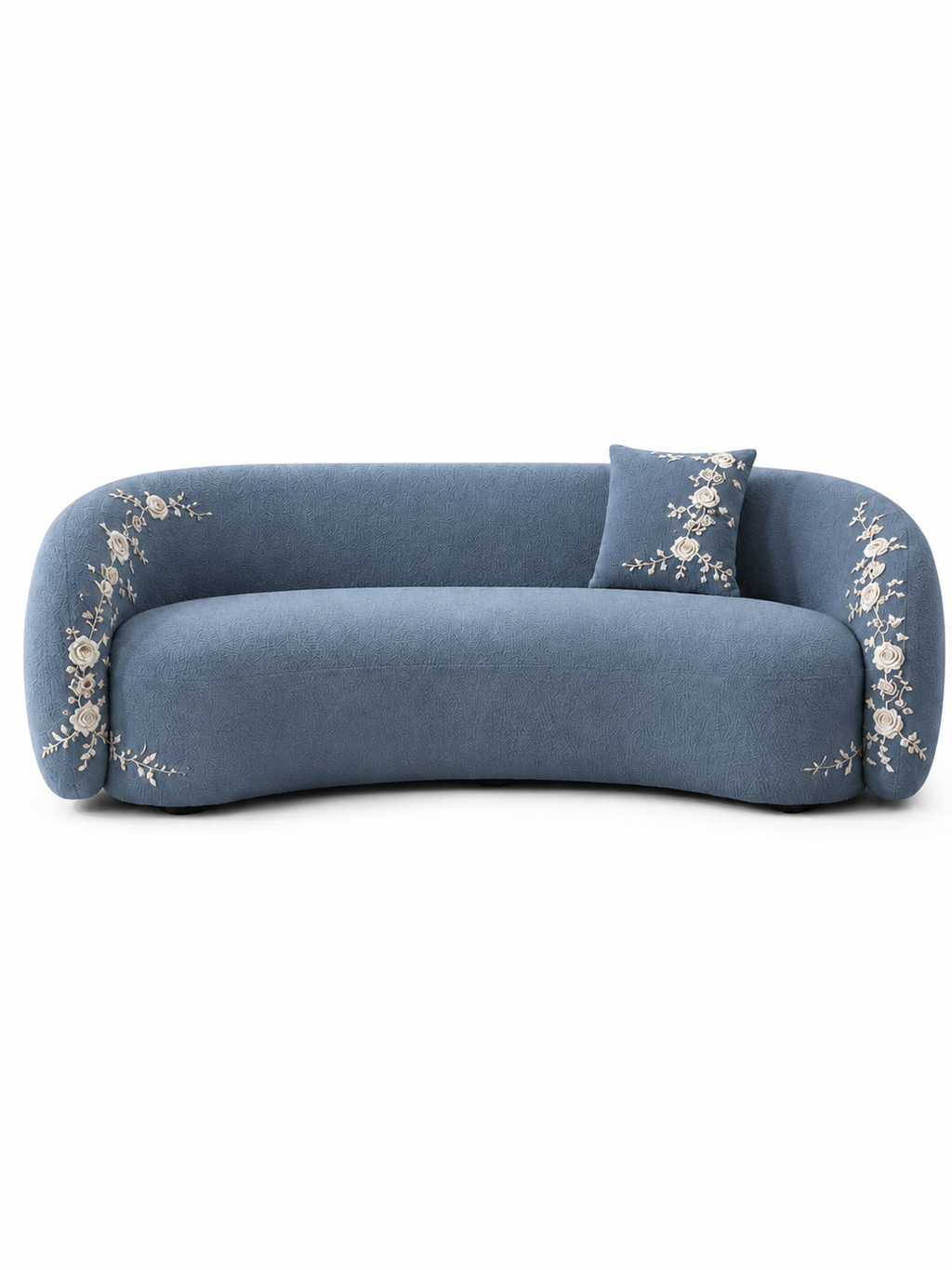 The Ivorelle Sofa — Luxury Embroidered Curved 3 Seater Sofa