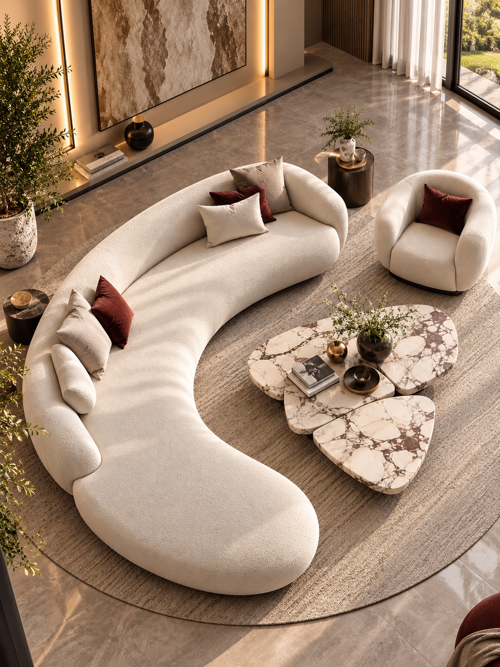 The Ovelora Sofa — Luxury Curved Bouclé Designer Sofa