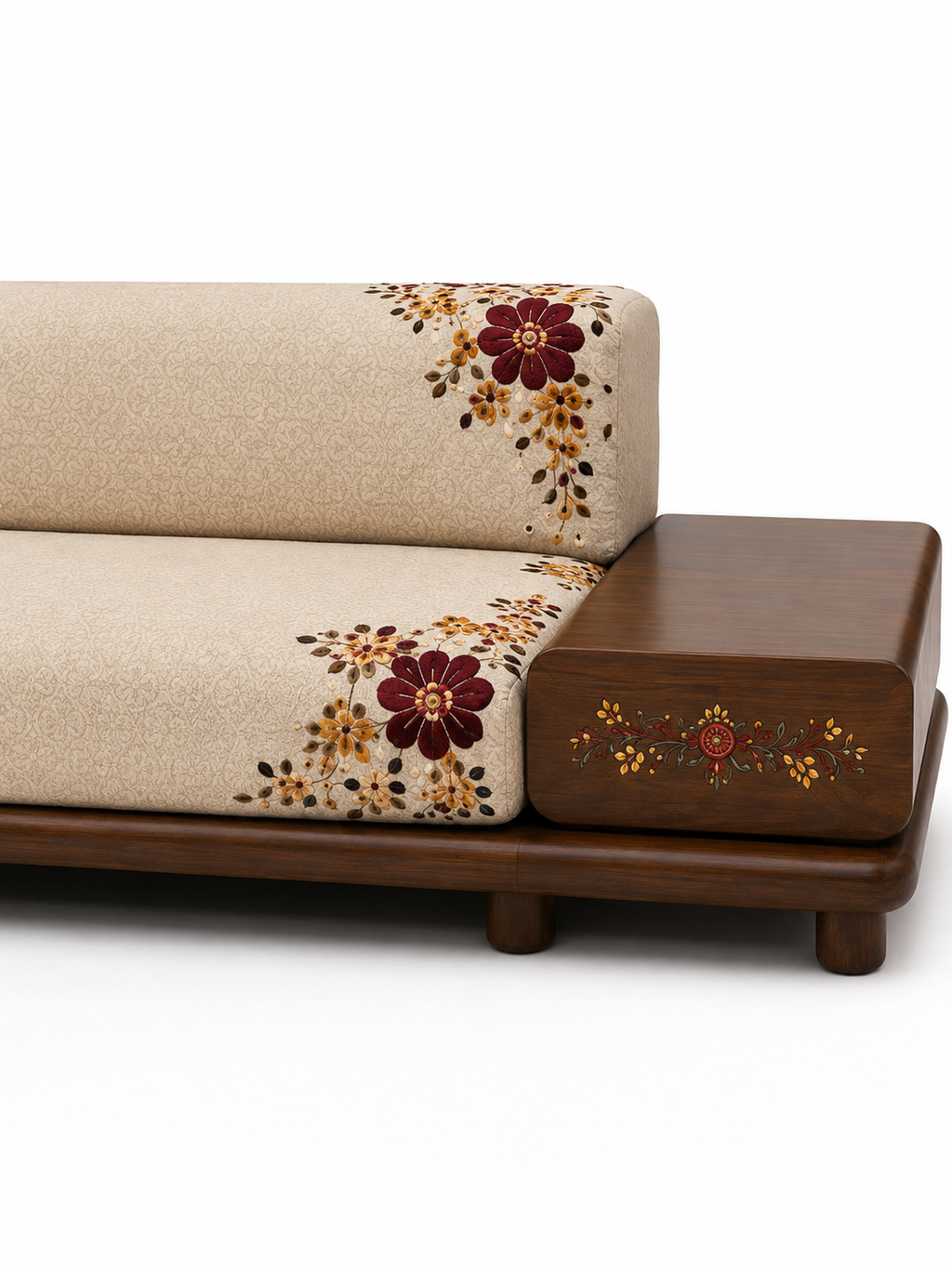 The Gulmira Sofa — Luxury Floral Wooden Sofa