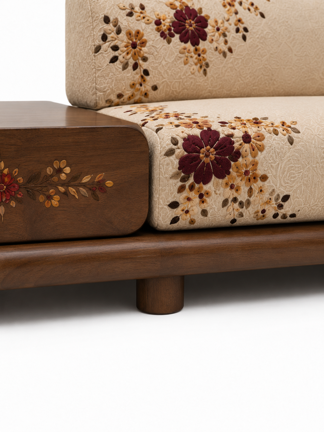 The Gulmira Sofa — Luxury Floral Wooden Sofa