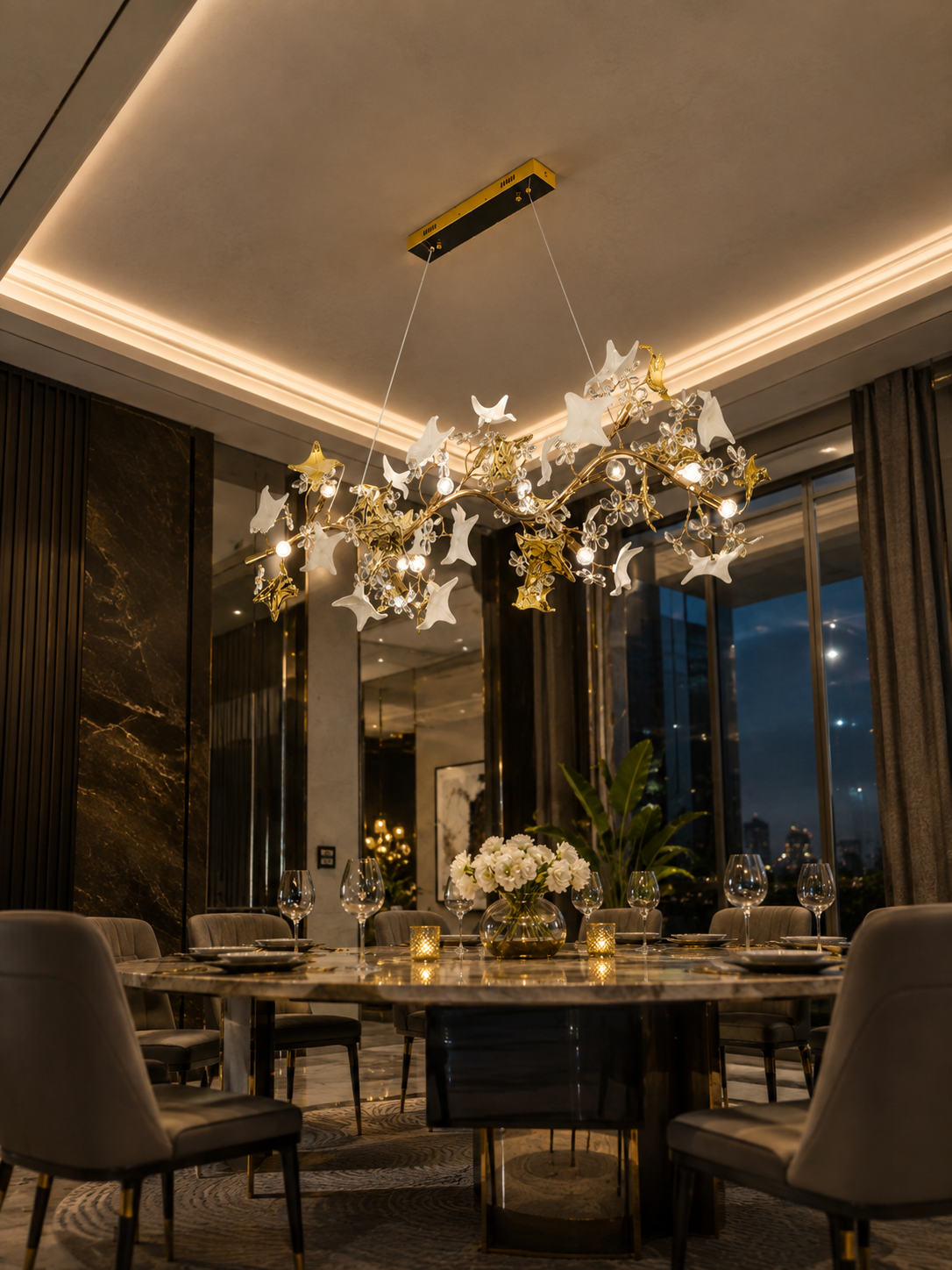 The Jalyvera Chandelier — Luxury Botanical Crystal Floral Chandelier