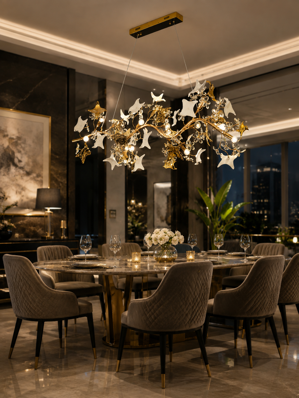 The Jalyvera Chandelier — Luxury Botanical Crystal Floral Chandelier