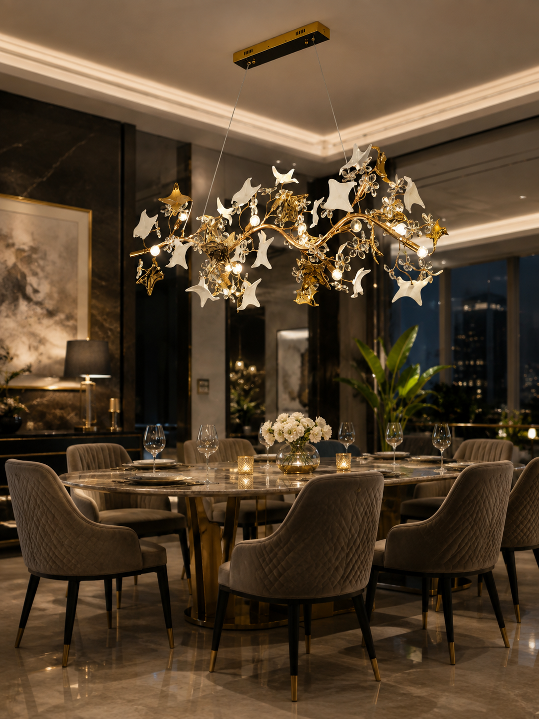 The Jalyvera Chandelier — Luxury Botanical Crystal Floral Chandelier