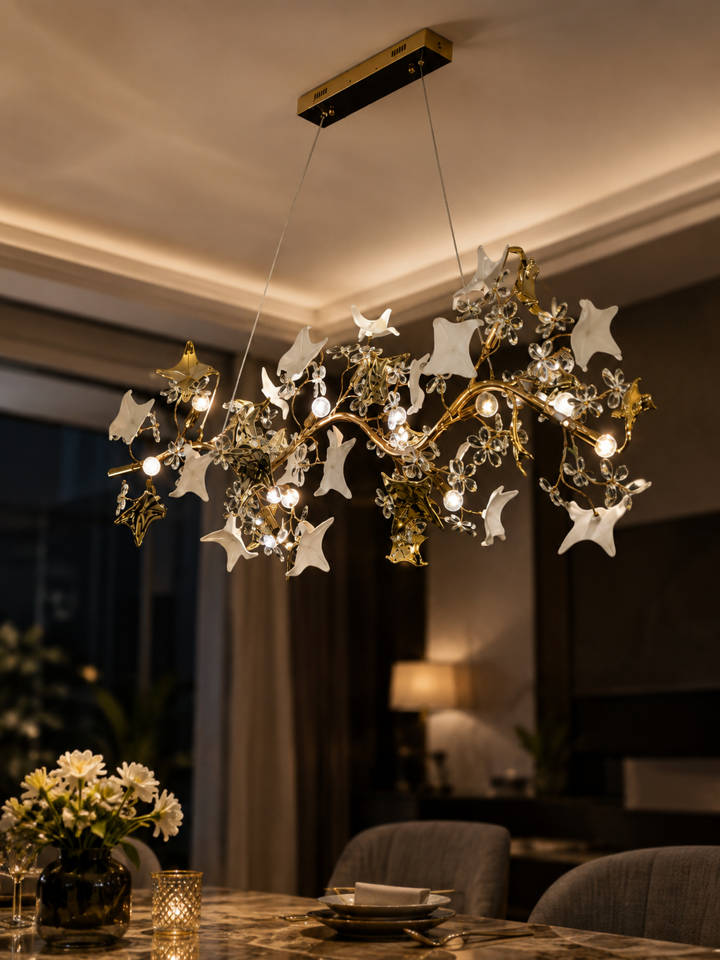 The Jalyvera Chandelier — Luxury Botanical Crystal Floral Chandelier