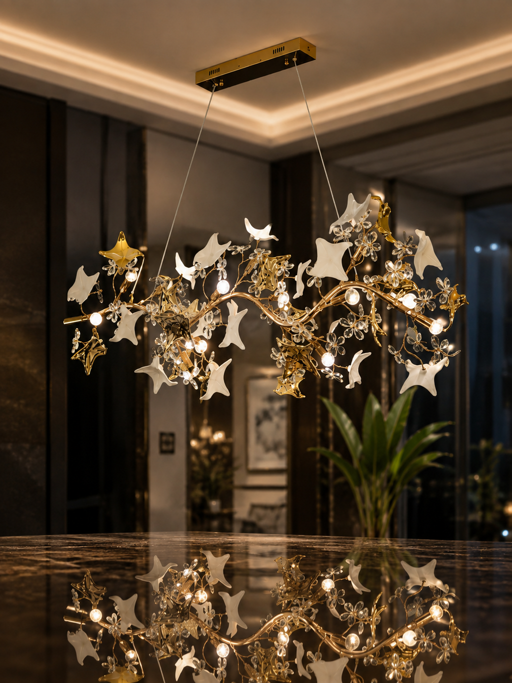 The Jalyvera Chandelier — Luxury Botanical Crystal Floral Chandelier