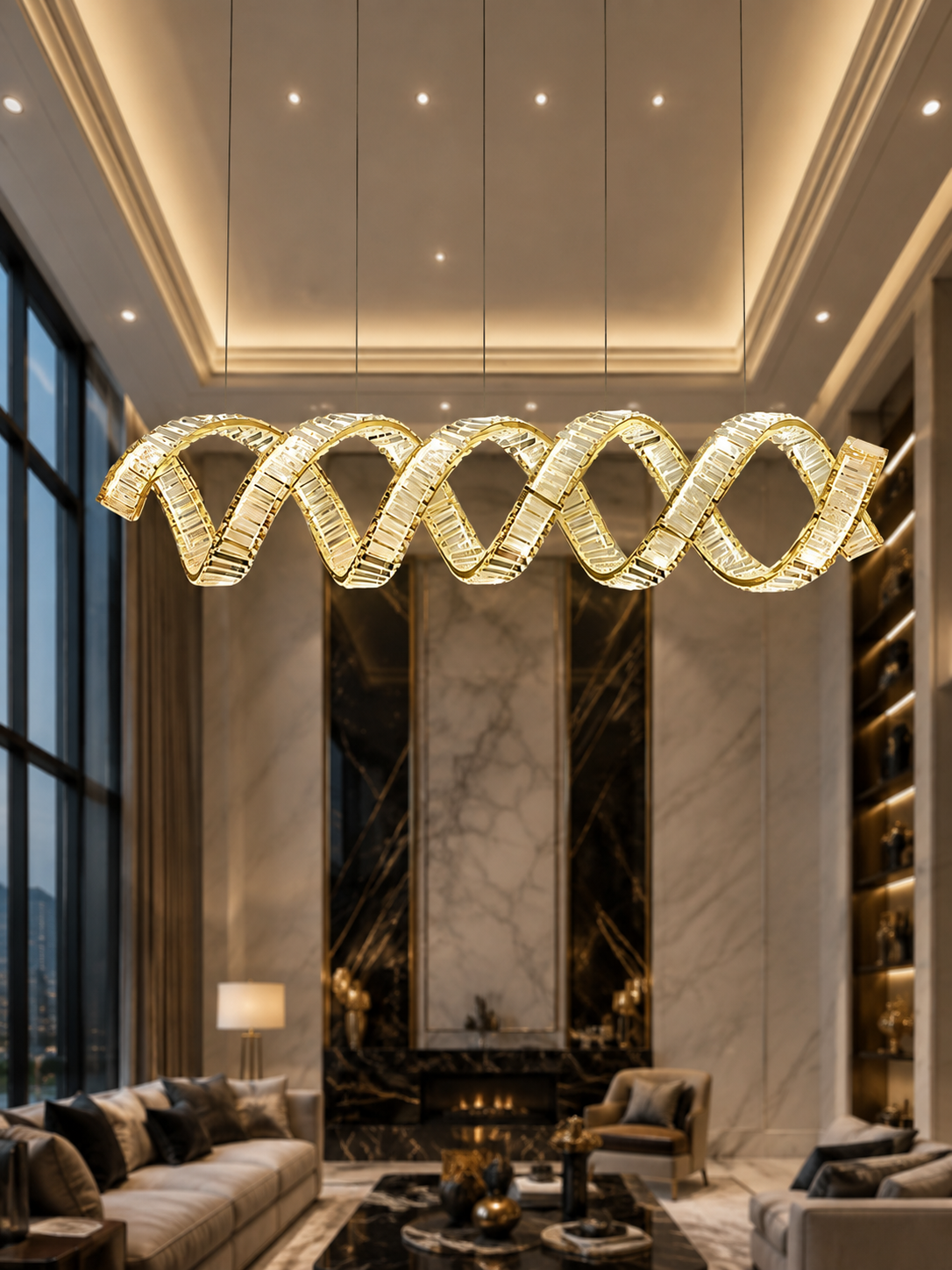 The Velaris Chandelier — Luxury Sculptural Wave Crystal Chandelier