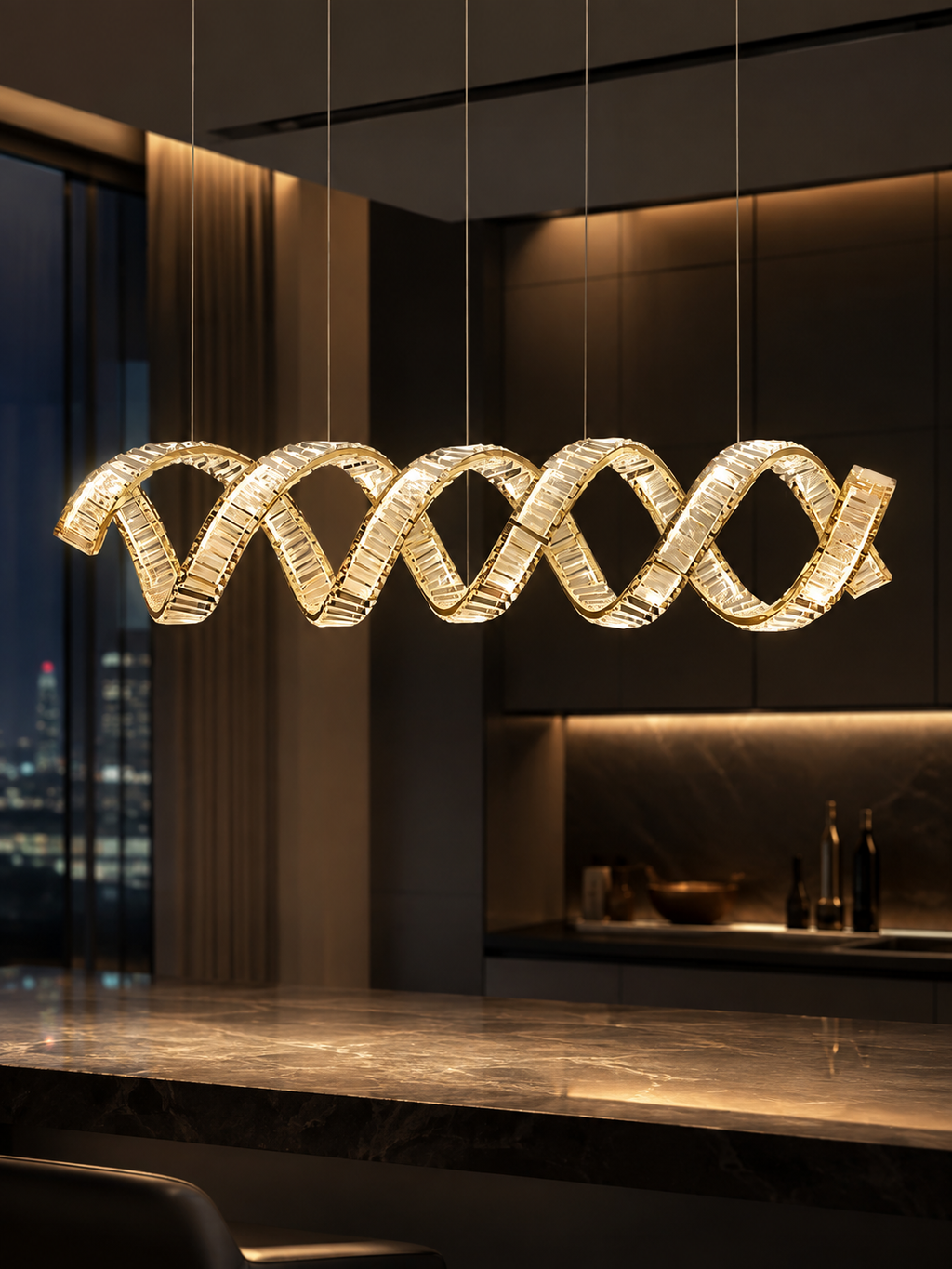 The Velaris Chandelier — Luxury Sculptural Wave Crystal Chandelier