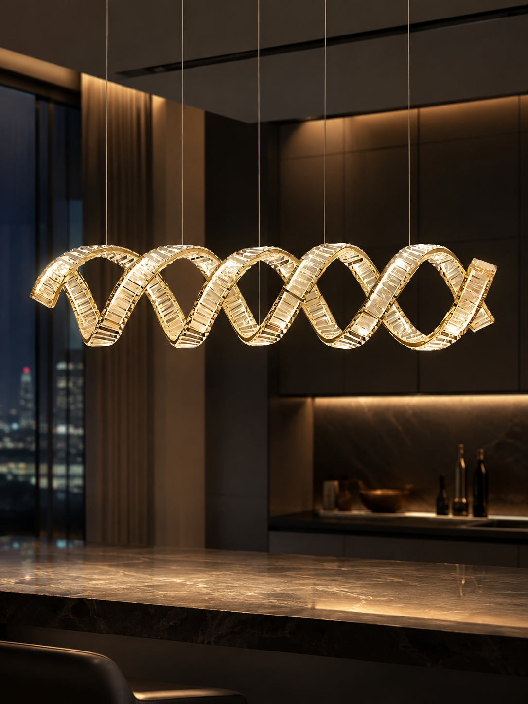 The Velaris Chandelier — Luxury Sculptural Wave Crystal Chandelier
