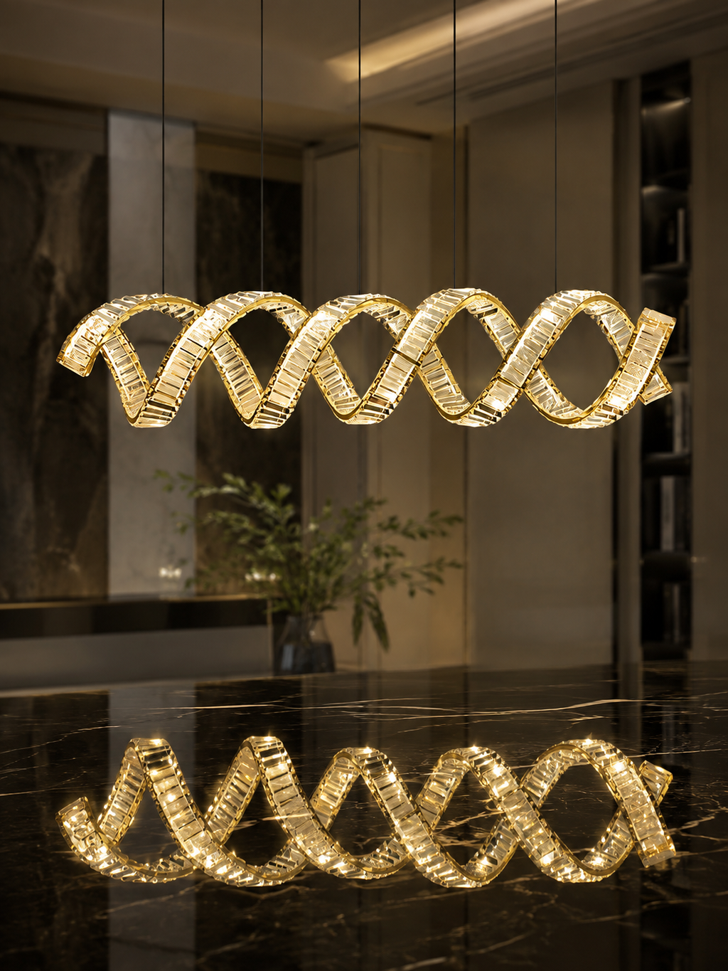 The Velaris Chandelier — Luxury Sculptural Wave Crystal Chandelier