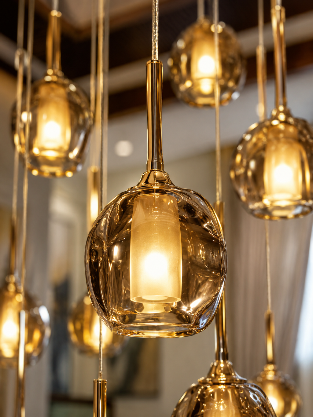 The Amberis Chandelier — Luxury Multi-Drop Glass Pendant Chandelier