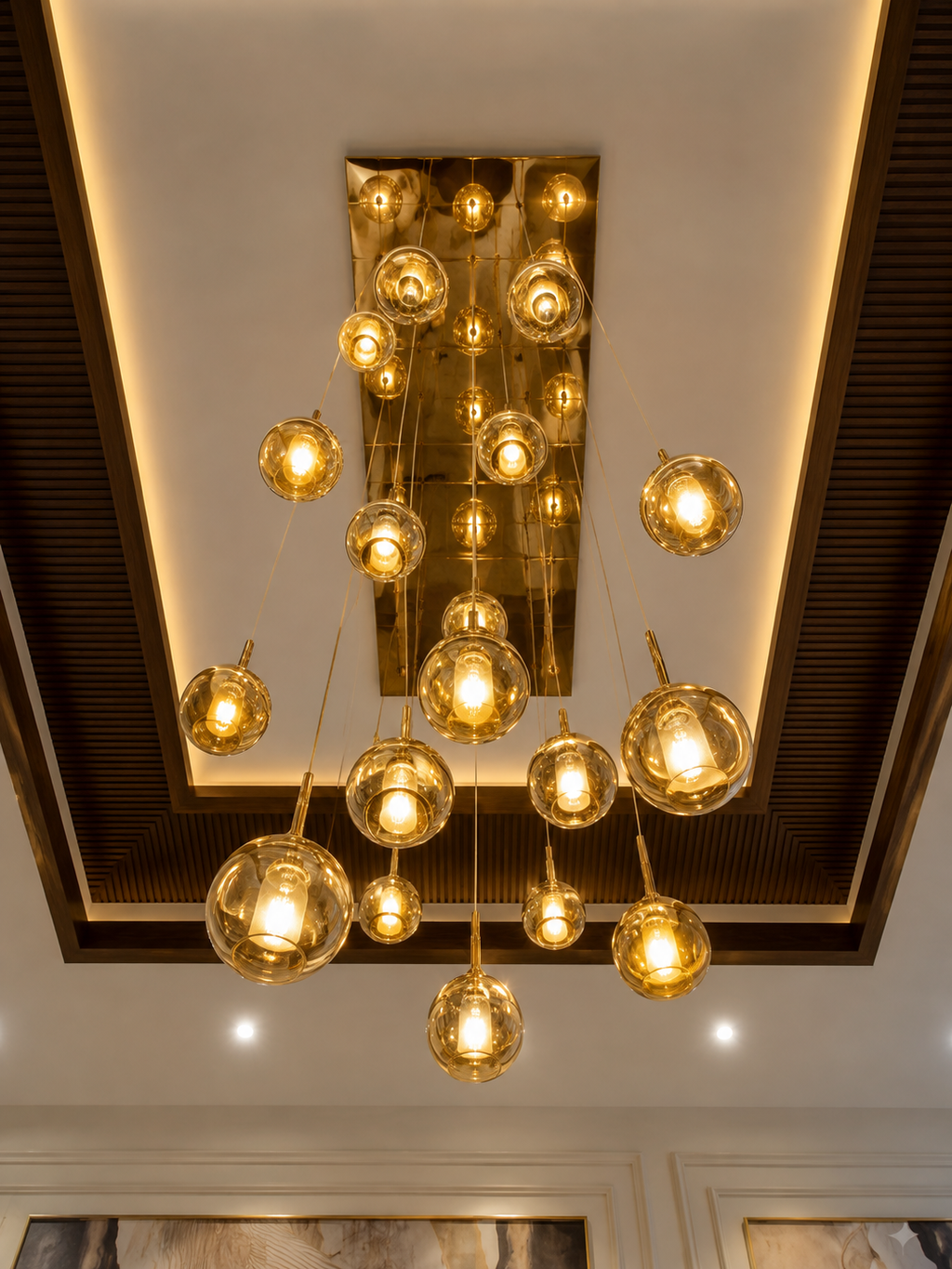 The Amberis Chandelier — Luxury Multi-Drop Glass Pendant Chandelier