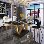 Phoenix Luxury V-Shaped Modern Dining Table with Natural Marble Top and Designer Chairs