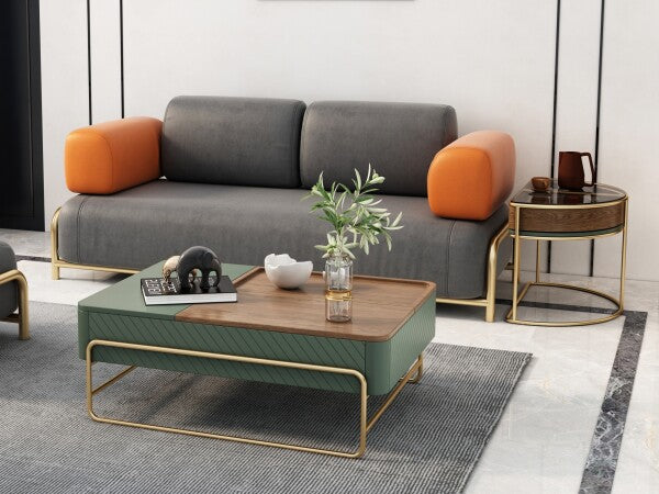 Jasper iFur Green Coffee Table Set