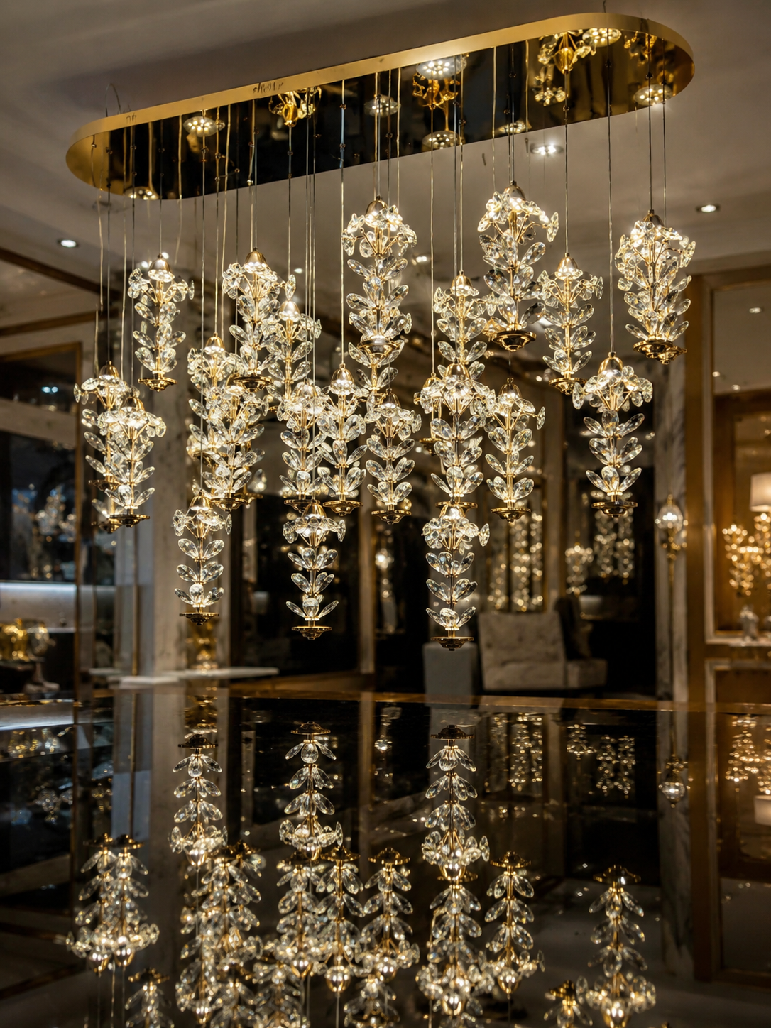 The Tahlia Chandelier — Luxury Crystal Floral Cascade Chandelier