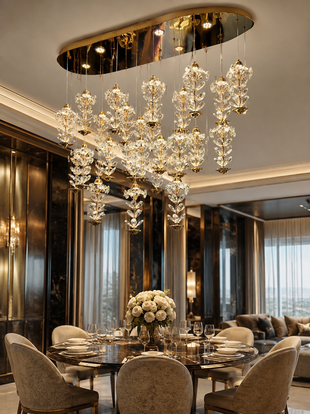 The Tahlia Chandelier — Luxury Crystal Floral Cascade Chandelier