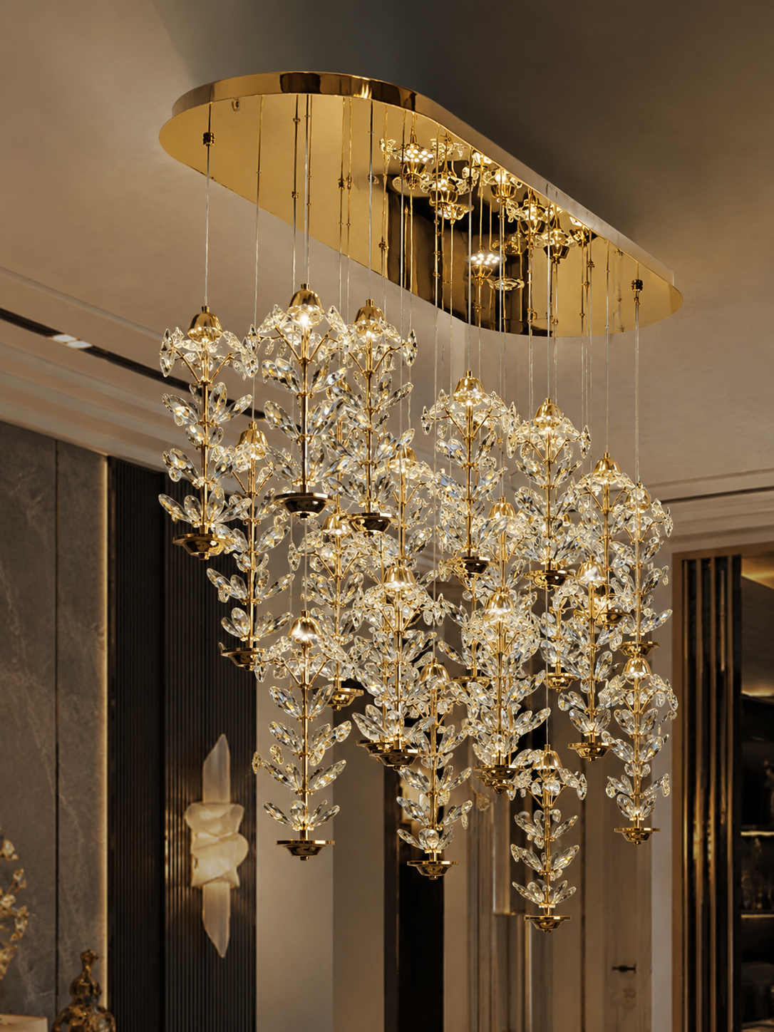 The Tahlia Chandelier — Luxury Crystal Floral Cascade Chandelier