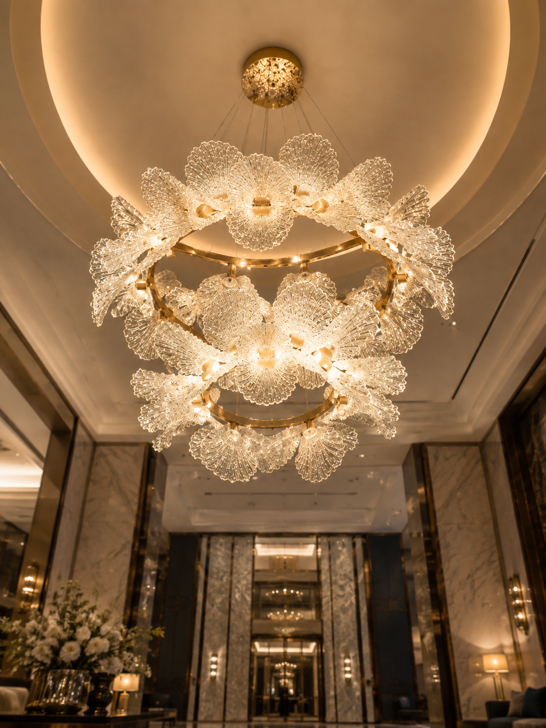 The Zorvella Orchid Chandelier — Luxury Crystal Floral Ring Pendant Light