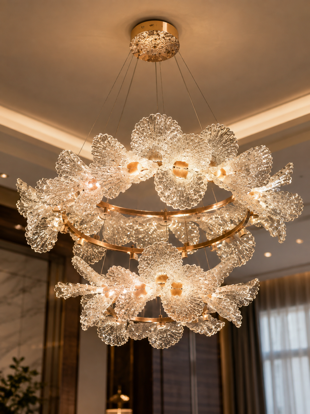 The Zorvella Orchid Chandelier — Luxury Crystal Floral Ring Pendant Light