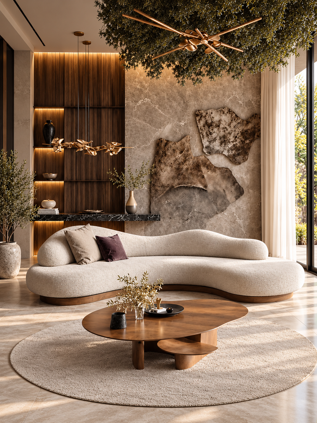 The Umbria Sofa — Luxury Curved Bouclé 5 Seater Sofa