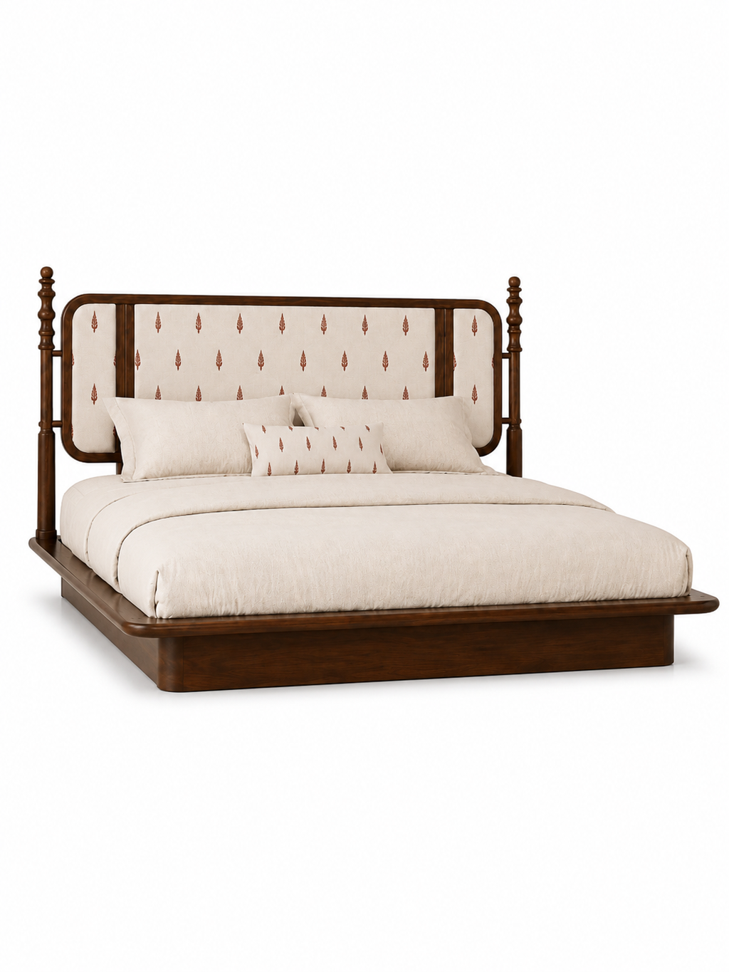 The Veda Bed — Luxury Solid Wood Upholstered Bed