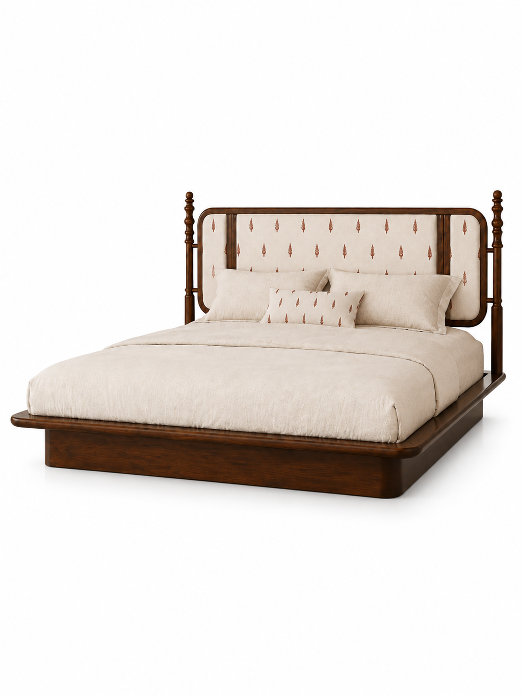 The Veda Bed — Luxury Solid Wood Upholstered Bed