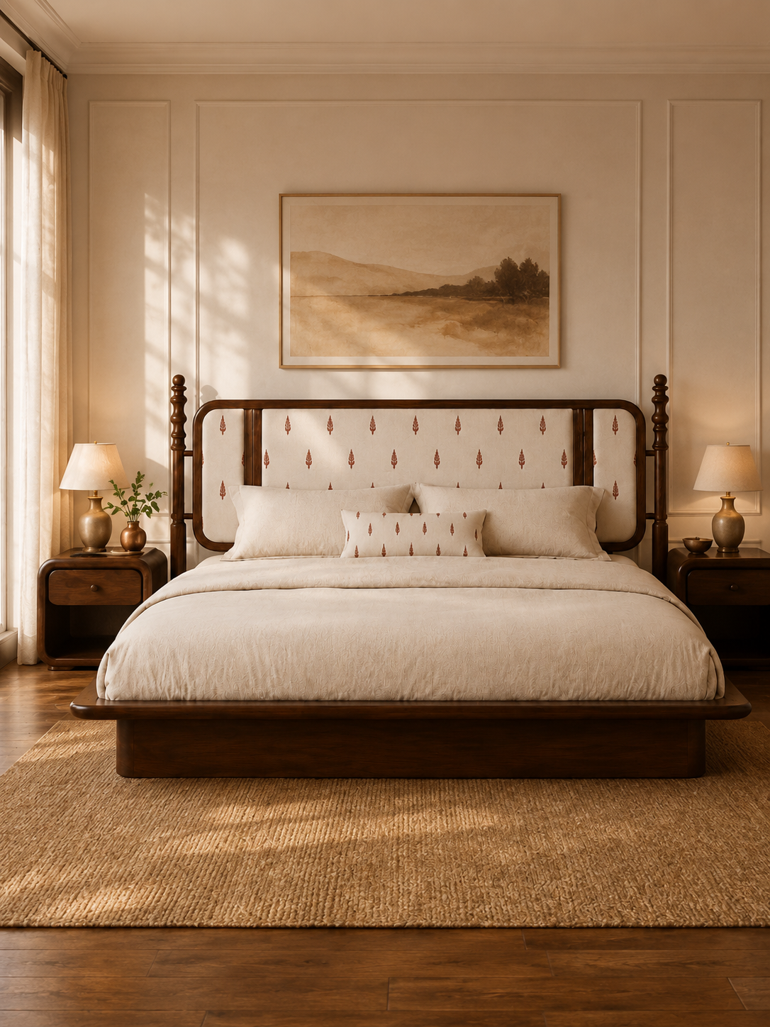 The Veda Bed — Luxury Solid Wood Upholstered Bed