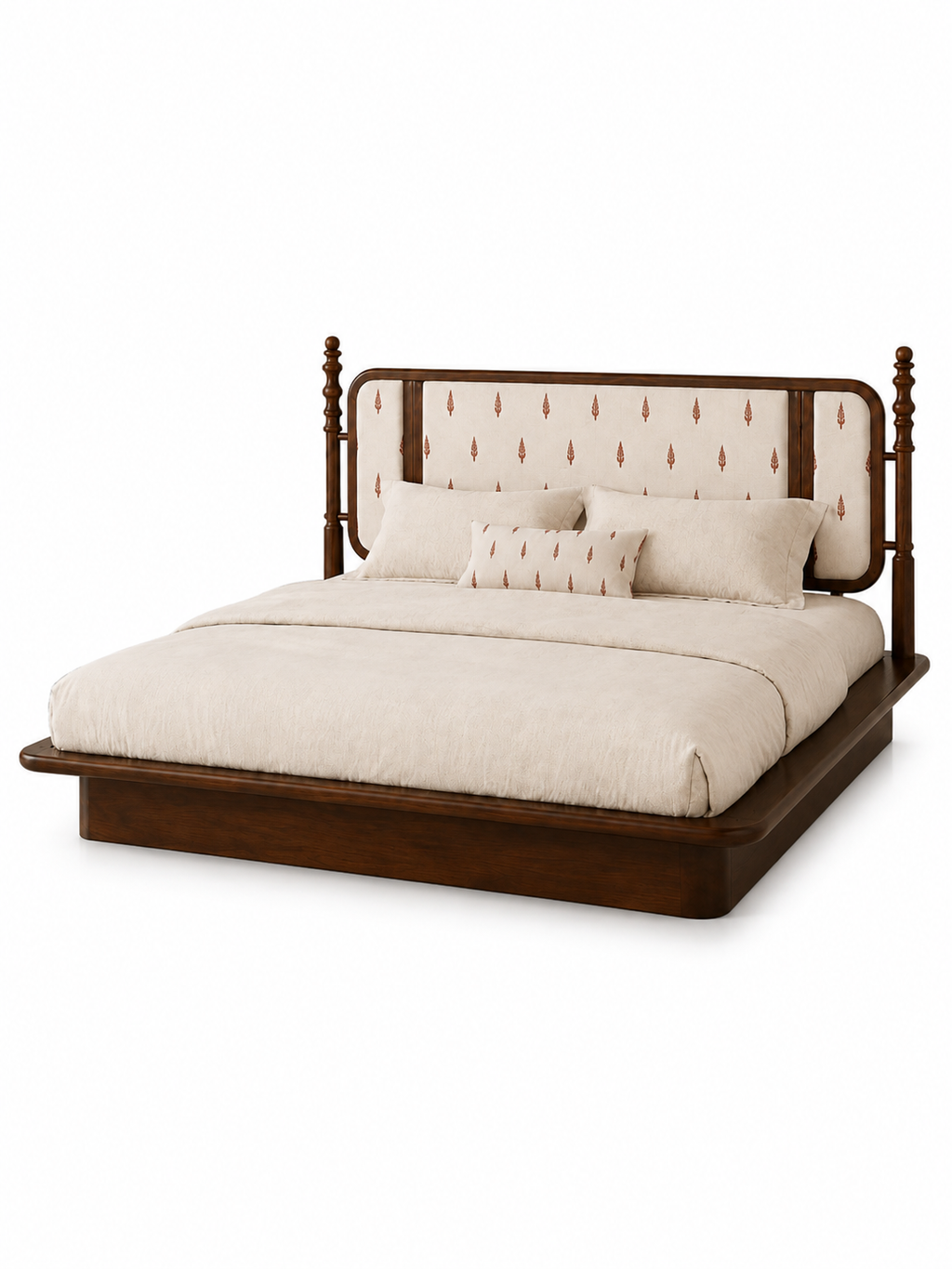 The Veda Bed — Luxury Solid Wood Upholstered Bed