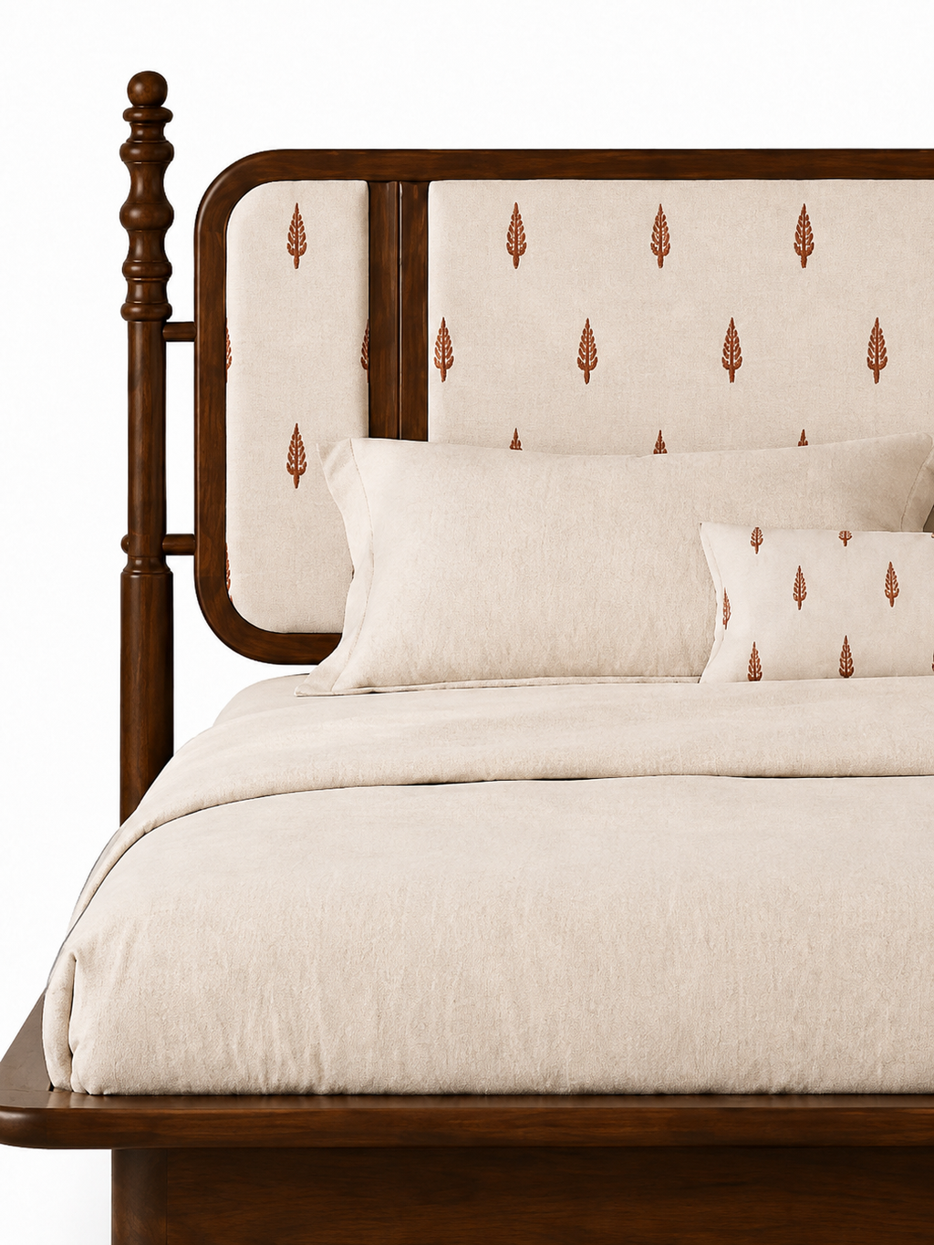 The Veda Bed — Luxury Solid Wood Upholstered Bed