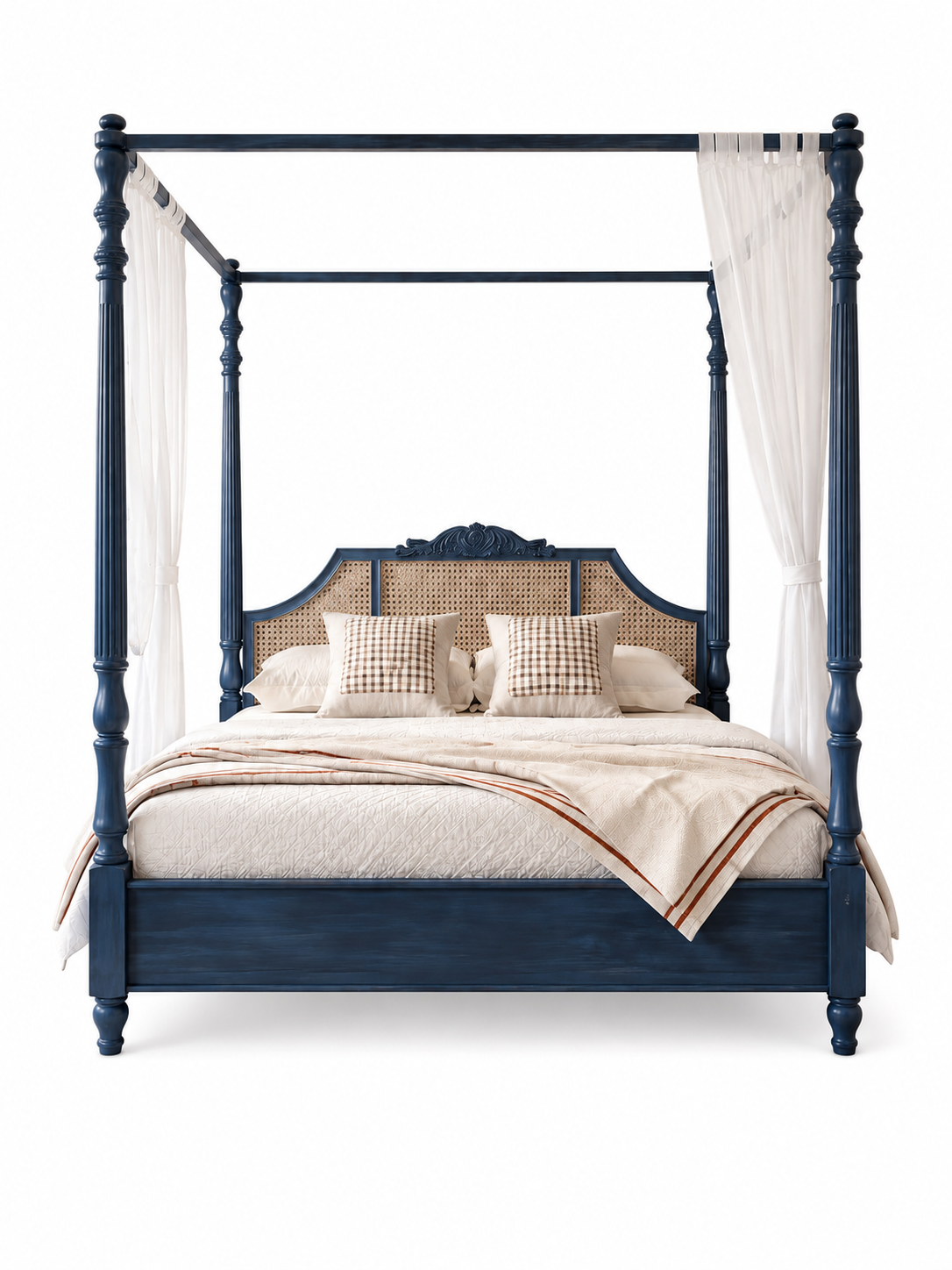 The Bellamira Bed — Luxury Canopy Cane Wood Bed