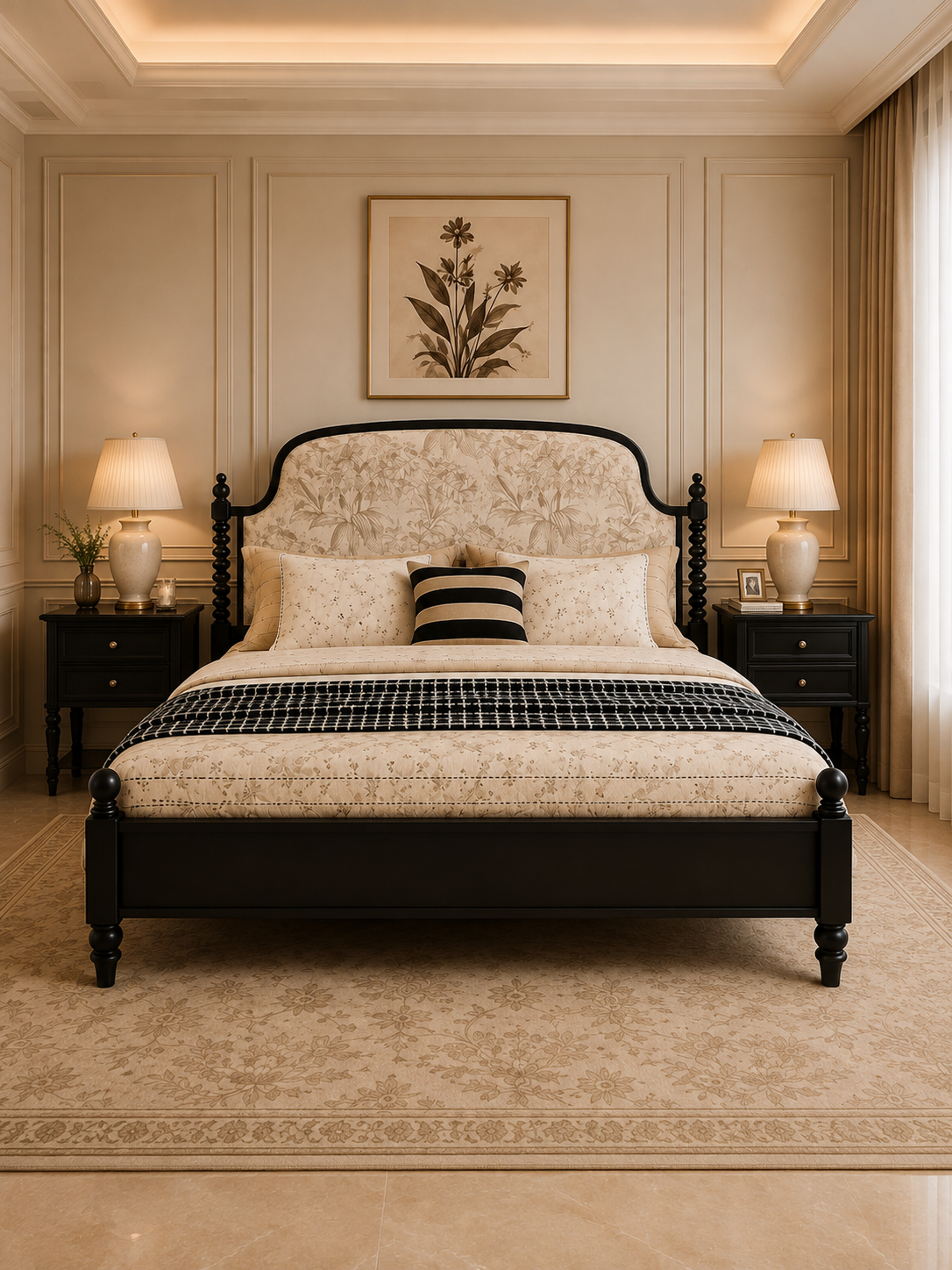 The Elowen Bed — Luxury Upholstered Solid Wood Bed