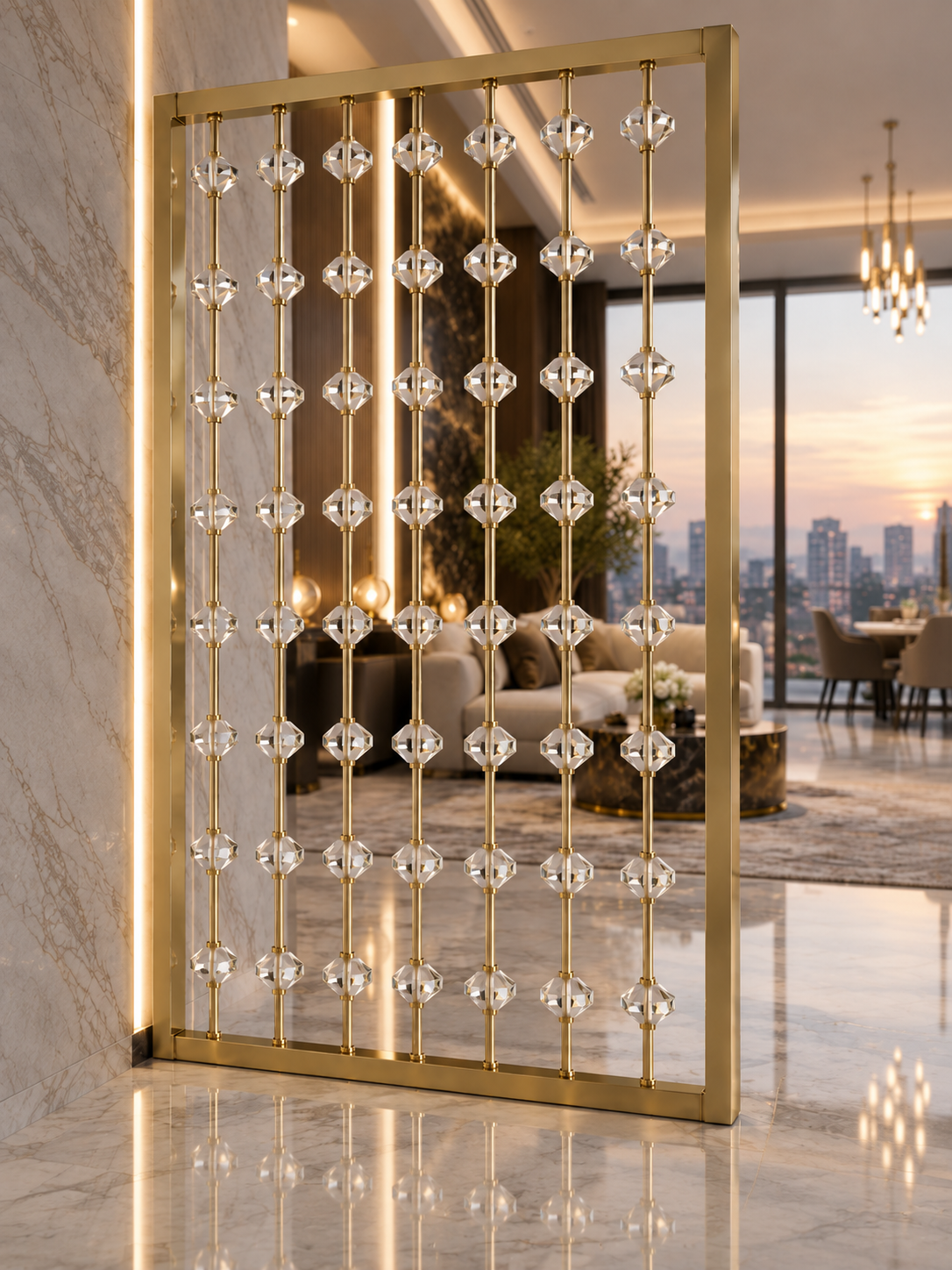 The Veyra Divider — Luxury Crystal & Gold Divider