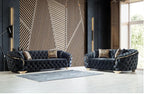 Armani Luxurious Indoor Velvet Chesterfield Lounge Sofa And Corner Sofa Set