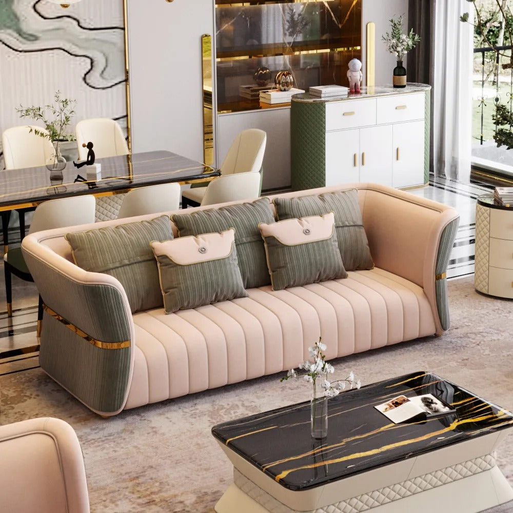 Calvin Contemporary Green 3 Seater Velvet Sofa