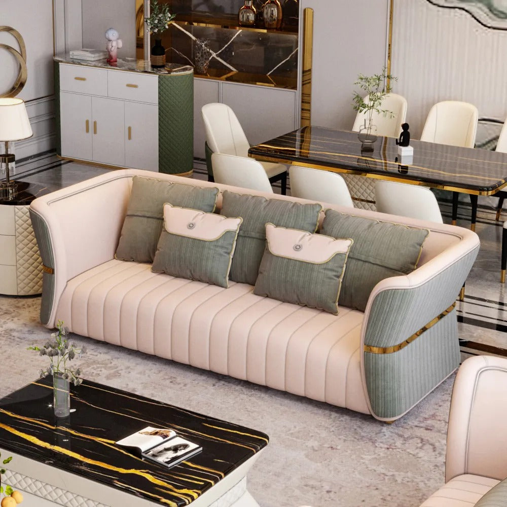 Calvin Contemporary Green 3 Seater Velvet Sofa