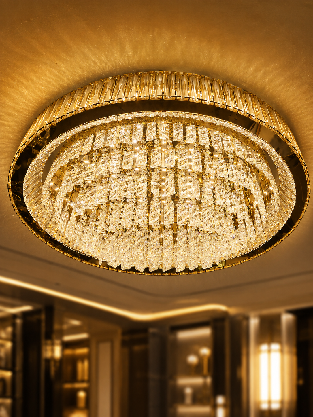 The Kivelle Chandelier — Luxury Crystal Ring Cascade Chandelier
