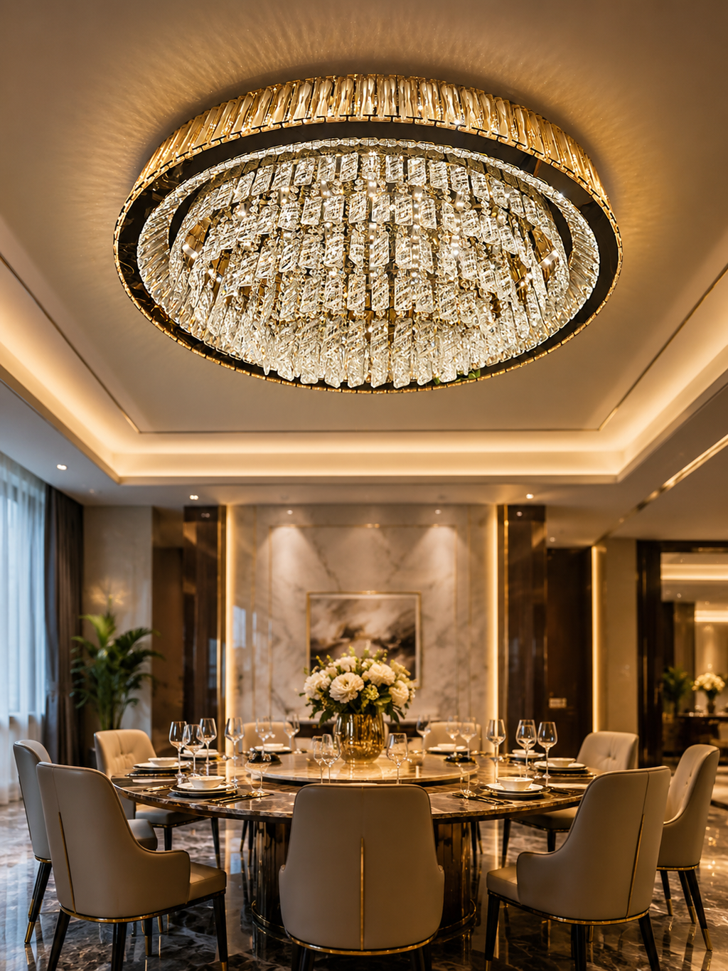 The Kivelle Chandelier — Luxury Crystal Ring Cascade Chandelier