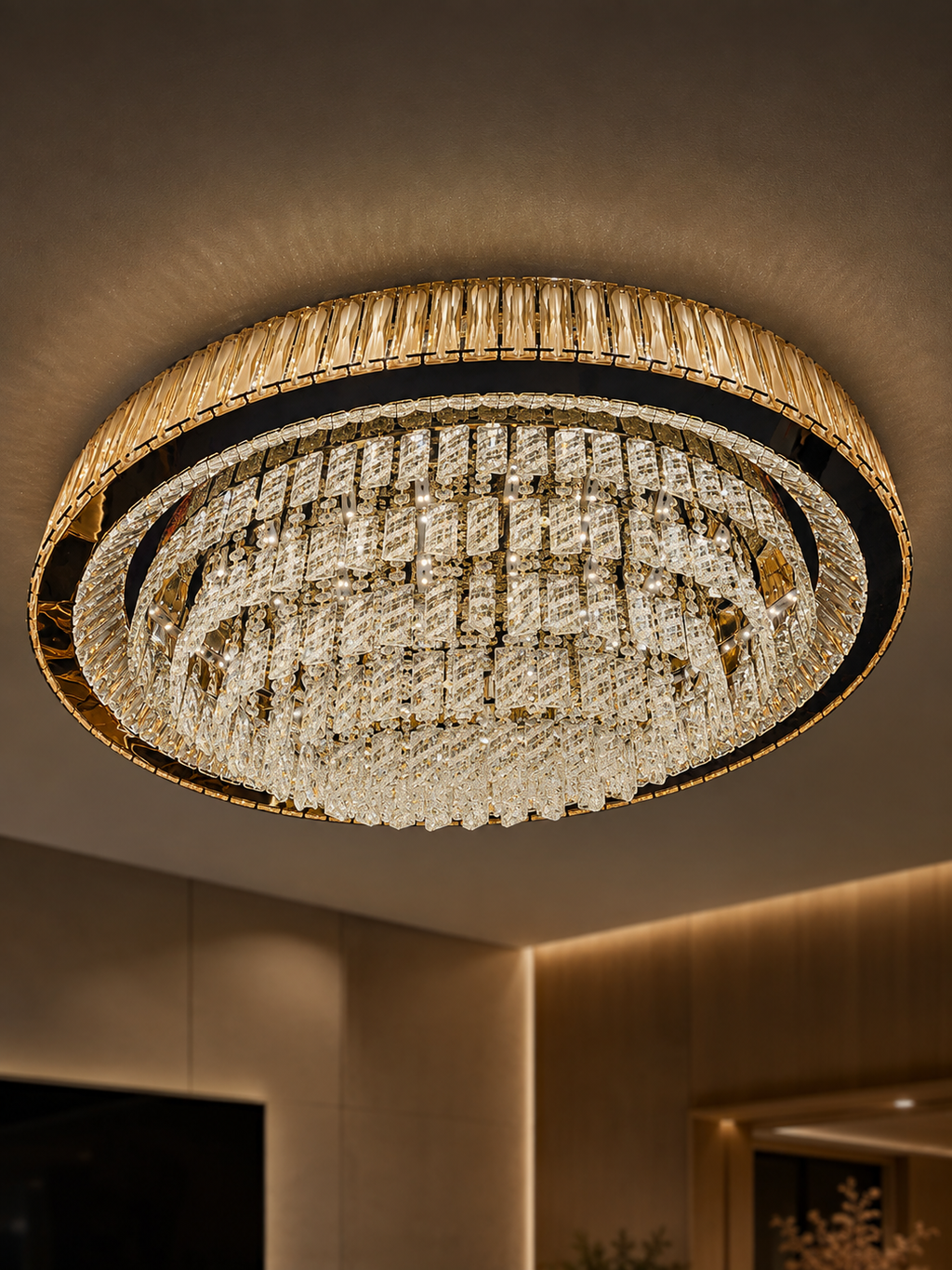 The Kivelle Chandelier — Luxury Crystal Ring Cascade Chandelier