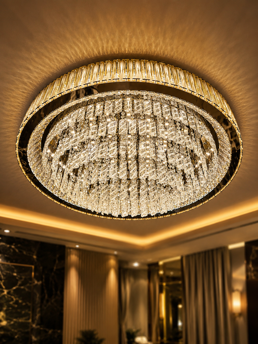 The Kivelle Chandelier — Luxury Crystal Ring Cascade Chandelier