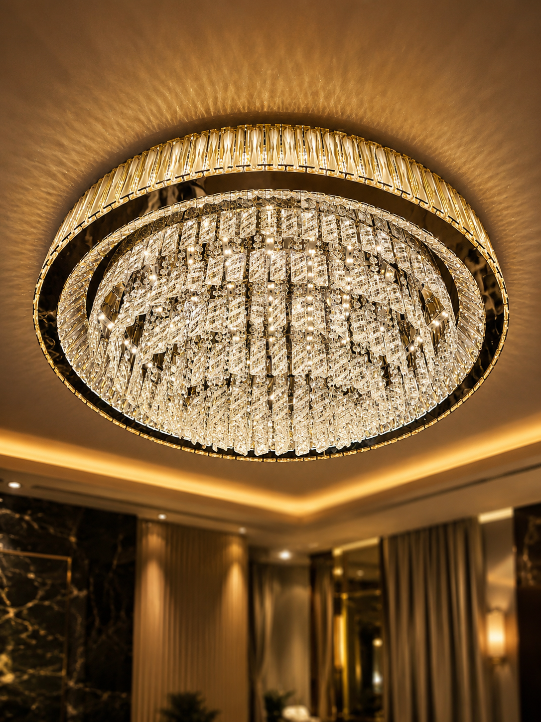 The Kivelle Chandelier — Luxury Crystal Ring Cascade Chandelier