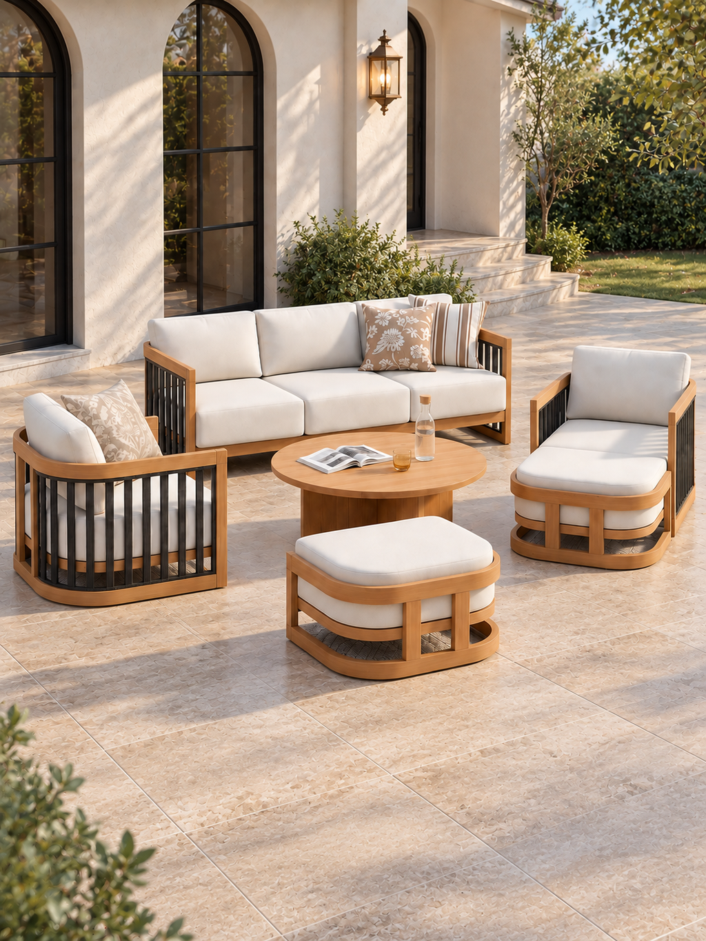 The Calyvera Outdoor Sofa — Luxury Solid Teak Wood Sofa