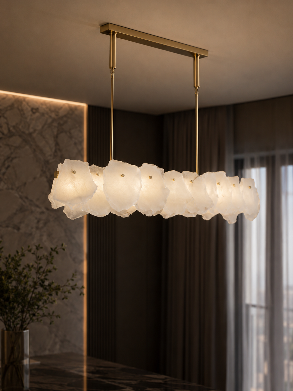 The Veloura Chandelier — Luxury Cloud Glass Linear Pendant Chandelier