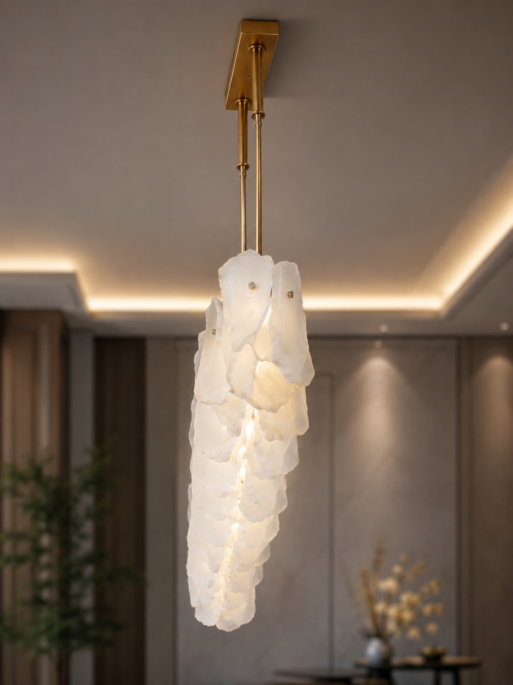 The Veloura Chandelier — Luxury Cloud Glass Linear Pendant Chandelier