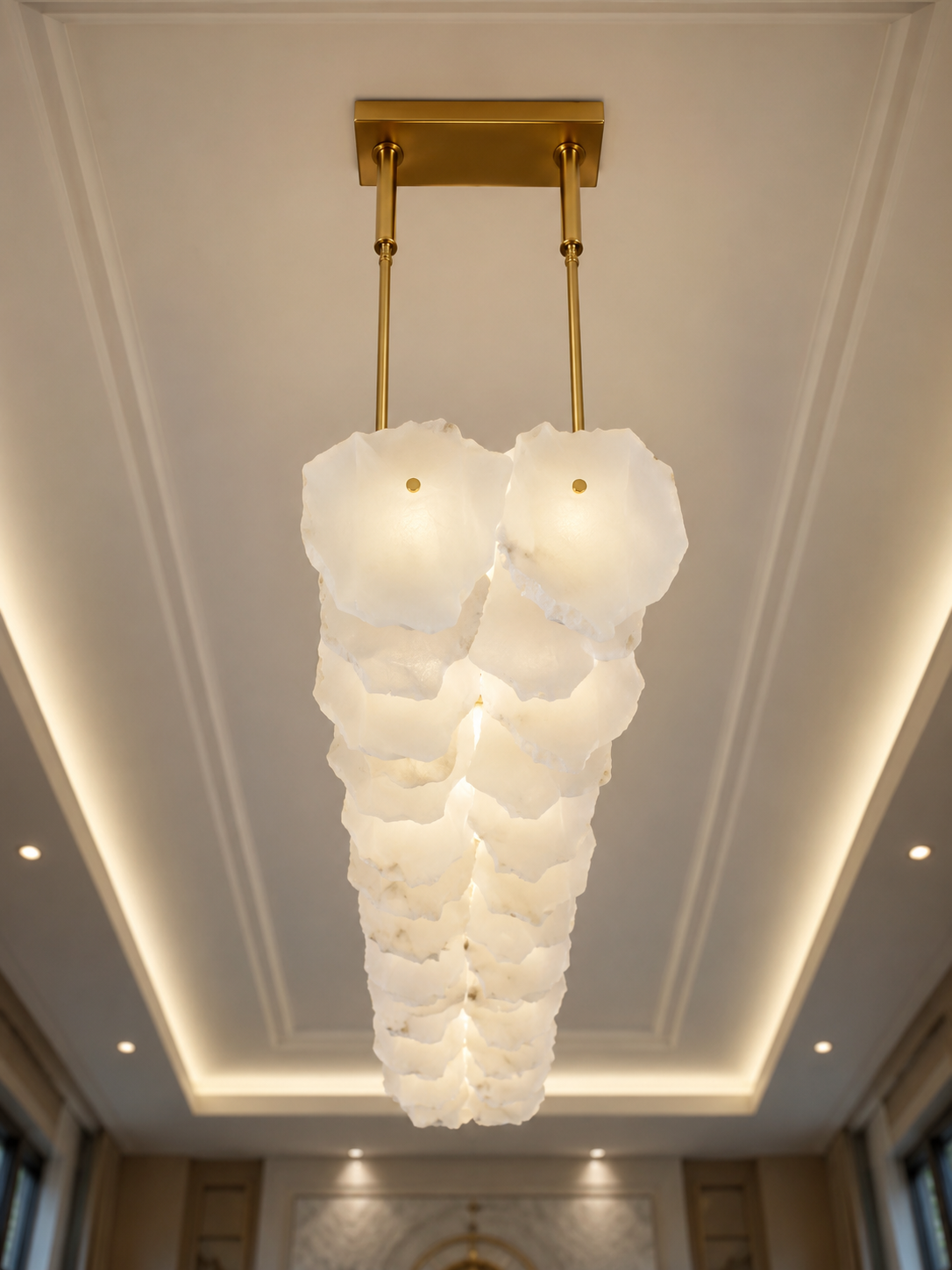 The Veloura Chandelier — Luxury Cloud Glass Linear Pendant Chandelier