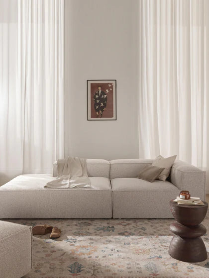 The Solene Sofa — Modular Three-Seater, White Bouclé Upholstery
