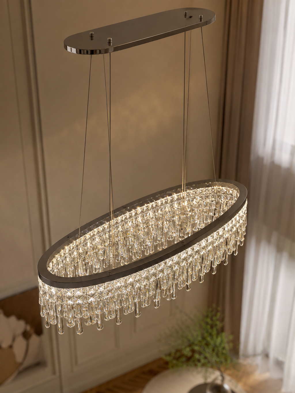 The Elvaris Chandelier — Luxury Crystal Cascade Ring Chandelier