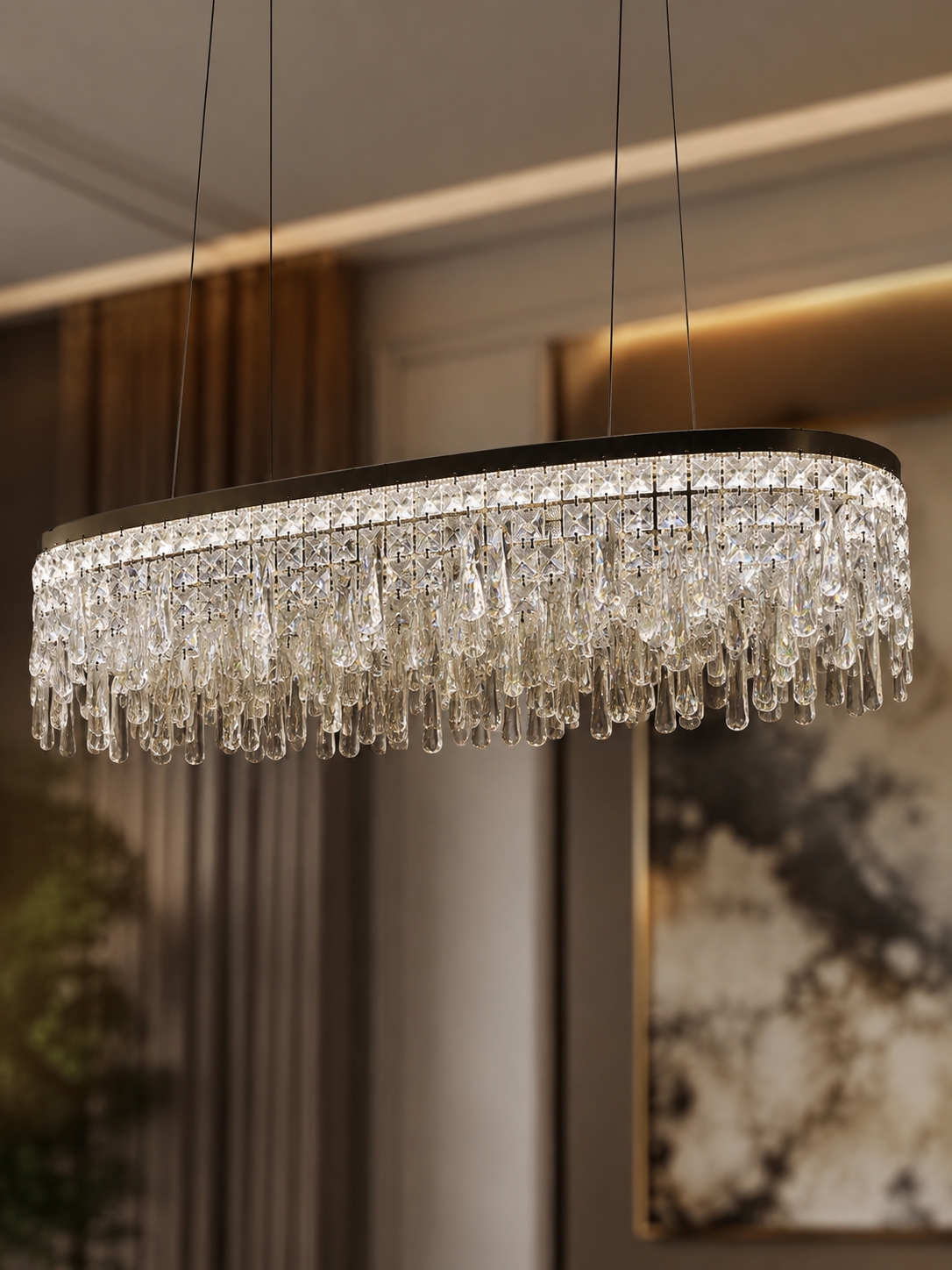 The Elvaris Chandelier — Luxury Crystal Cascade Ring Chandelier
