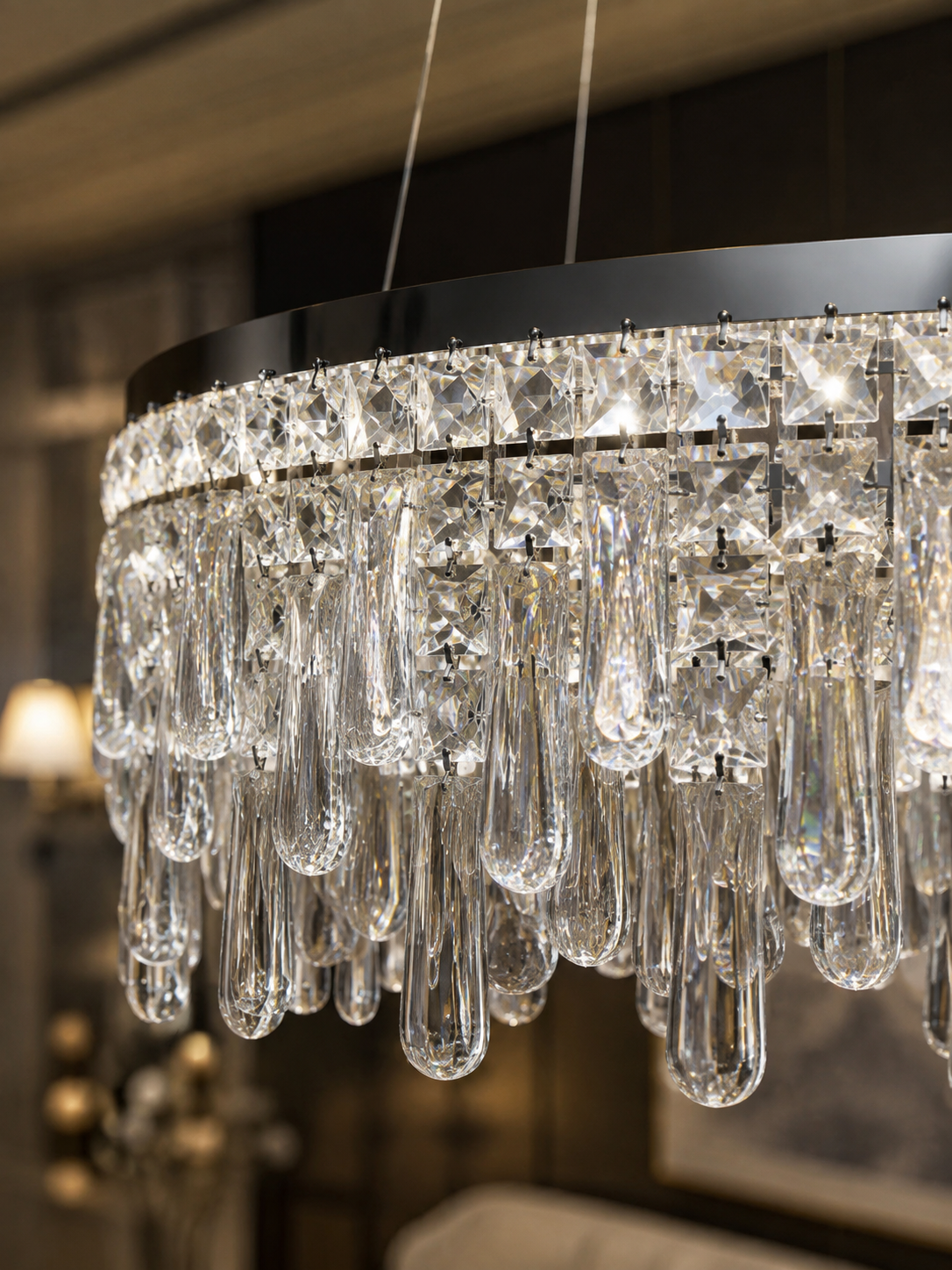 The Elvaris Chandelier — Luxury Crystal Cascade Ring Chandelier