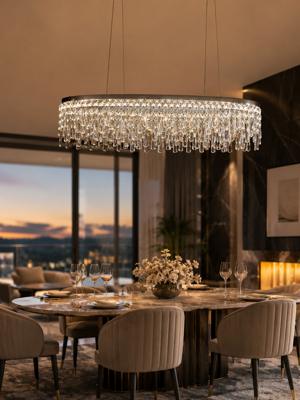 The Elvaris Chandelier — Luxury Crystal Cascade Ring Chandelier