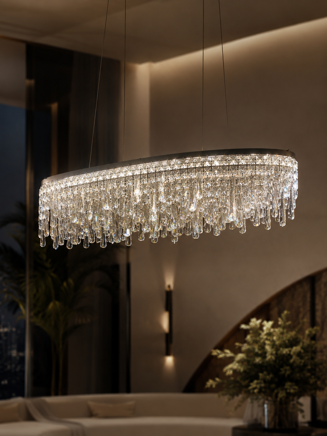 The Elvaris Chandelier — Luxury Crystal Cascade Ring Chandelier