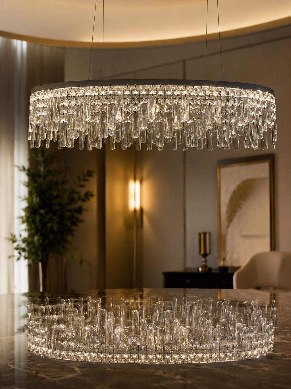 The Elvaris Chandelier — Luxury Crystal Cascade Ring Chandelier